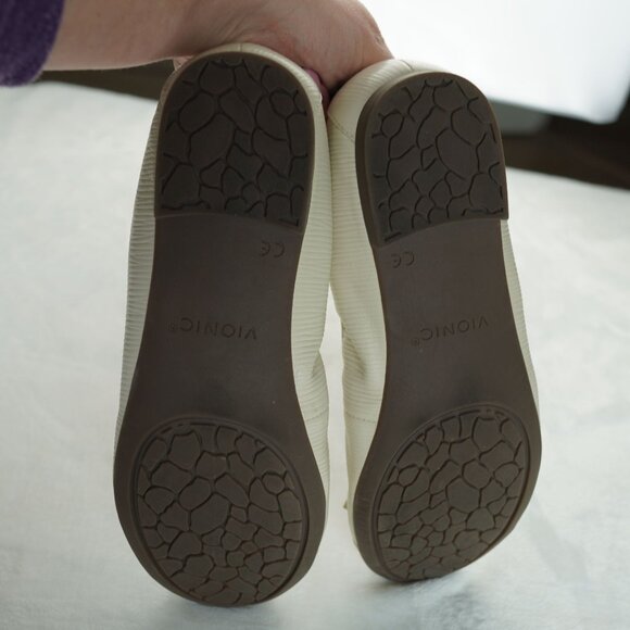Vionic Amorie Ballet Flats US 5.5 Orthotic Support Cream Beige Bow‎ Round Toe - Picture 4 of 9